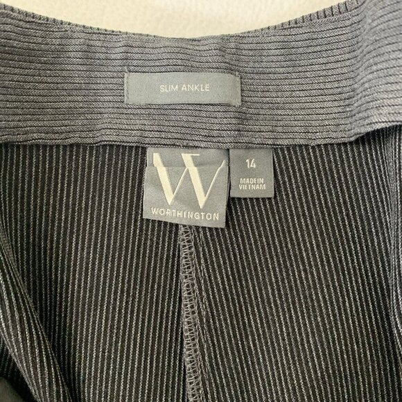 Worthington Slim Ankle Pants Womens 14 Gray High Rise Flat Front NWT - Picture 11 of 13